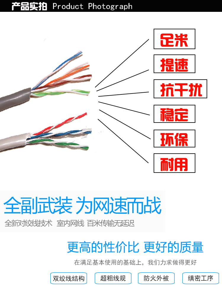 超六类阻水网线