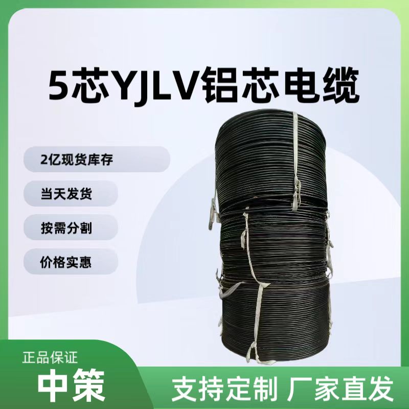 中策ZR-YJLV5芯阻燃铝芯电缆 3×25+2×16平方阻燃电缆厂家